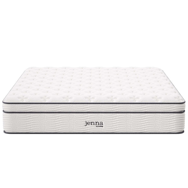 Modway Furniture Jenna 14" Hybrid King Mattress with Innerspring Support & Cooling Foam for Ultimate Comfort MOD-6085-WHI