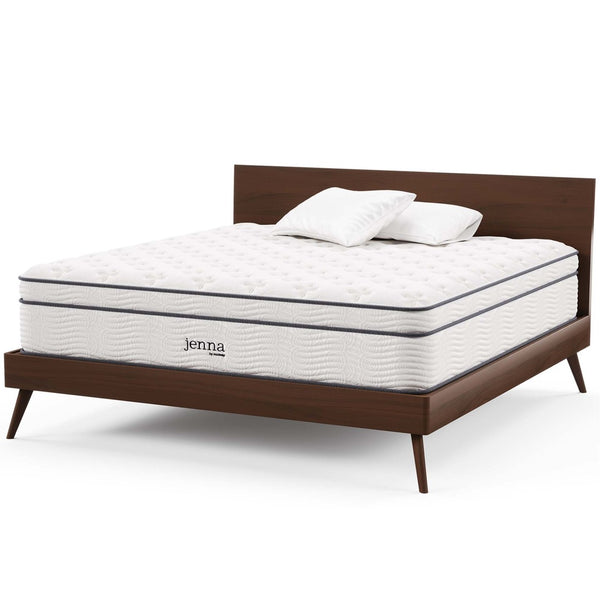 Modway Furniture Jenna 14" Hybrid King Mattress with Innerspring Support & Cooling Foam for Ultimate Comfort MOD-6085-WHI
