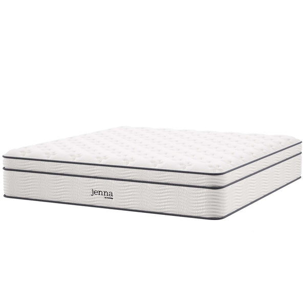 Modway Furniture Jenna 14" California King Hybrid Mattress - Pocketed Coils & Breathable Foam for Ultimate Comfort MOD-6086-WHI