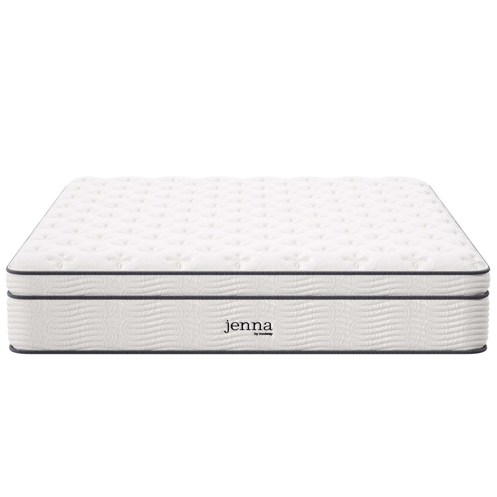 Modway Furniture Jenna 14" California King Hybrid Mattress - Pocketed Coils & Breathable Foam for Ultimate Comfort MOD-6086-WHI