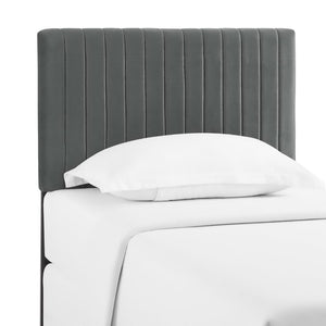 Modway Furniture Keira Performance Velvet Twin Headboard - Modern Design, Plush Comfort, Durable & Stylish for Bedrooms Gray MOD-6093-GRY