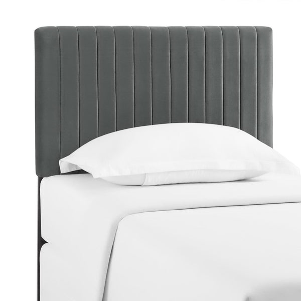 Modway Furniture Keira Performance Velvet Twin Headboard - Modern Design, Plush Comfort, Durable & Stylish for Bedrooms Gray MOD-6093-GRY