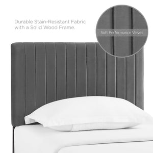 Modway Furniture Keira Performance Velvet Twin Headboard - Modern Design, Plush Comfort, Durable & Stylish for Bedrooms Gray MOD-6093-GRY