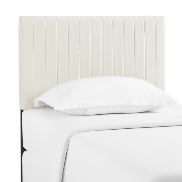 Modway Furniture Keira Performance Velvet Twin Headboard - Modern Design, Plush Comfort, Durable & Stylish for Bedrooms Ivory MOD-6093-IVO