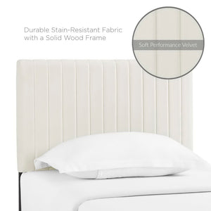 Modway Furniture Keira Performance Velvet Twin Headboard - Modern Design, Plush Comfort, Durable & Stylish for Bedrooms Ivory MOD-6093-IVO