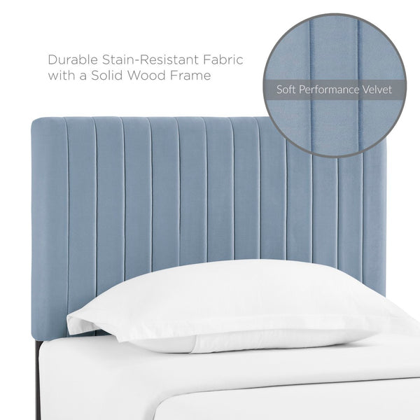 Modway Furniture Keira Performance Velvet Twin Headboard - Modern Design, Plush Comfort, Durable & Stylish for Bedrooms Light Blue MOD-6093-LBU