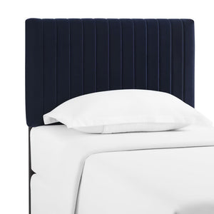 Modway Furniture Keira Performance Velvet Twin Headboard - Modern Design, Plush Comfort, Durable & Stylish for Bedrooms Midnight Blue MOD-6093-MID