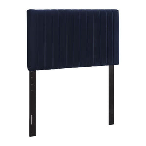 Modway Furniture Keira Performance Velvet Twin Headboard - Modern Design, Plush Comfort, Durable & Stylish for Bedrooms Midnight Blue MOD-6093-MID