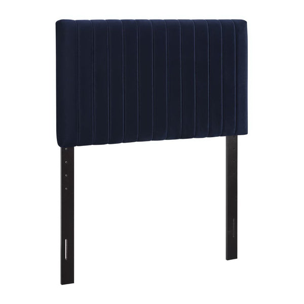 Modway Furniture Keira Performance Velvet Twin Headboard - Modern Design, Plush Comfort, Durable & Stylish for Bedrooms Midnight Blue MOD-6093-MID