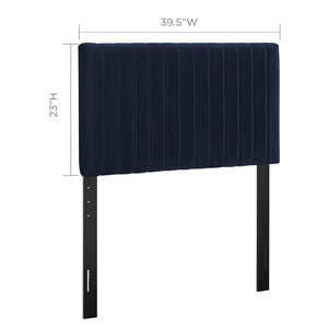 Modway Furniture Keira Performance Velvet Twin Headboard - Modern Design, Plush Comfort, Durable & Stylish for Bedrooms Midnight Blue MOD-6093-MID