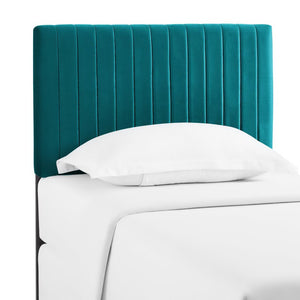 Modway Furniture Keira Performance Velvet Twin Headboard - Modern Design, Plush Comfort, Durable & Stylish for Bedrooms Teal MOD-6093-TEA