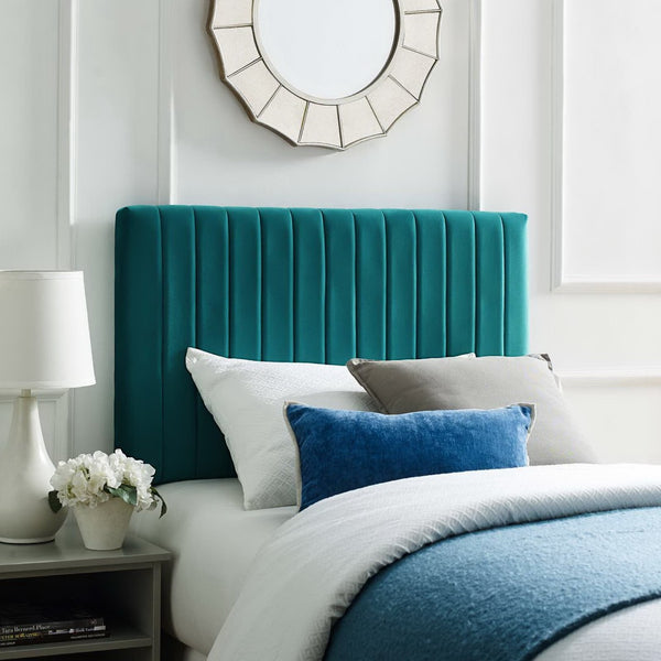 Modway Furniture Keira Performance Velvet Twin Headboard - Modern Design, Plush Comfort, Durable & Stylish for Bedrooms Teal MOD-6093-TEA