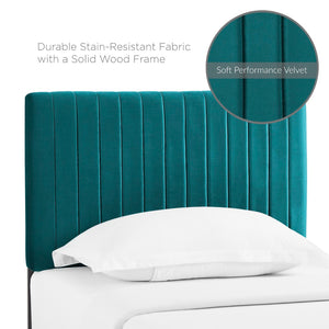 Modway Furniture Keira Performance Velvet Twin Headboard - Modern Design, Plush Comfort, Durable & Stylish for Bedrooms Teal MOD-6093-TEA