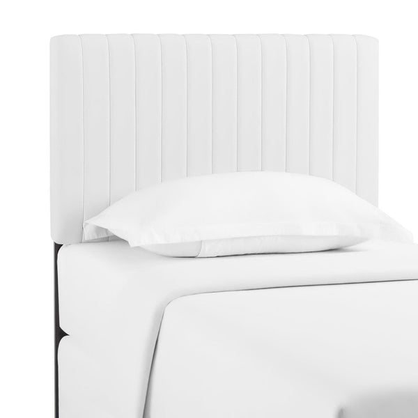 Modway Furniture Keira Faux Leather Twin Headboard – Modern Channel Tufting, Durable Design & Luxurious Comfort MOD-6094-WHI