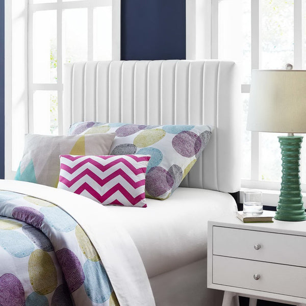 Modway Furniture Keira Faux Leather Twin Headboard – Modern Channel Tufting, Durable Design & Luxurious Comfort MOD-6094-WHI