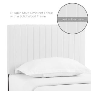 Modway Furniture Keira Faux Leather Twin Headboard – Modern Channel Tufting, Durable Design & Luxurious Comfort MOD-6094-WHI