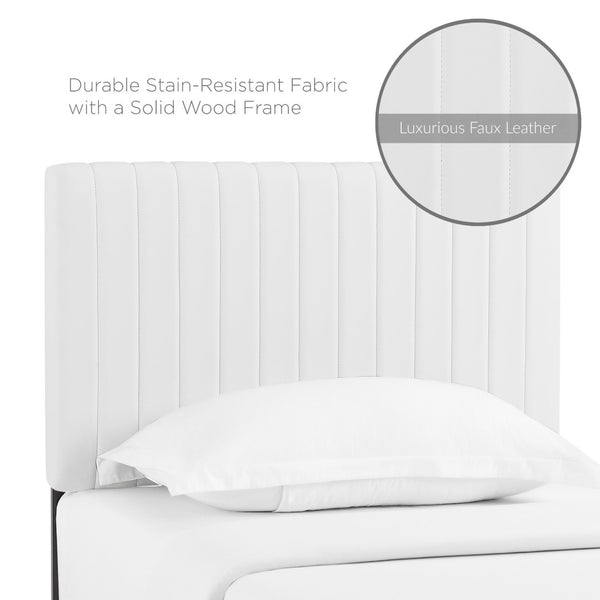 Modway Furniture Keira Faux Leather Twin Headboard – Modern Channel Tufting, Durable Design & Luxurious Comfort MOD-6094-WHI