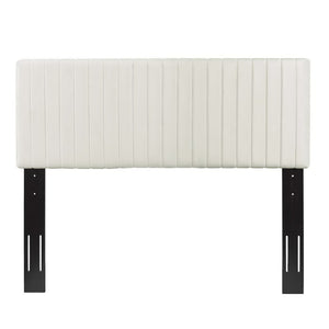 Modway Furniture Keira Performance Velvet Headboard - Channel-Tufted Elegance for Full & Queen Beds, Luxe Comfort Ivory MOD-6095-IVO