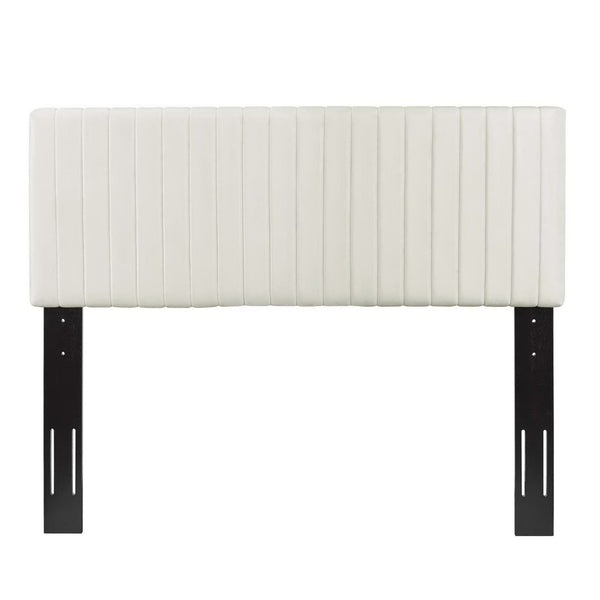 Modway Furniture Keira Performance Velvet Headboard - Channel-Tufted Elegance for Full & Queen Beds, Luxe Comfort Ivory MOD-6095-IVO