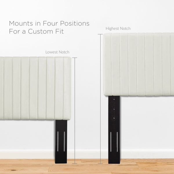 Modway Furniture Keira Performance Velvet Headboard - Channel-Tufted Elegance for Full & Queen Beds, Luxe Comfort Ivory MOD-6095-IVO