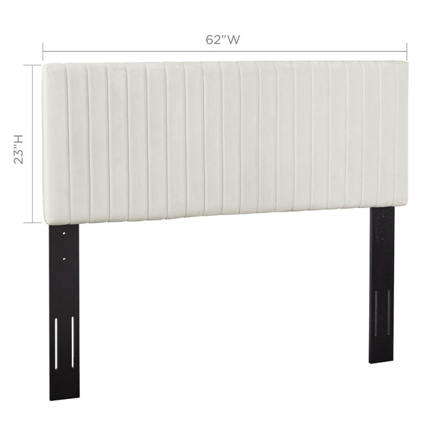 Modway Furniture Keira Performance Velvet Headboard - Channel-Tufted Elegance for Full & Queen Beds, Luxe Comfort Ivory MOD-6095-IVO