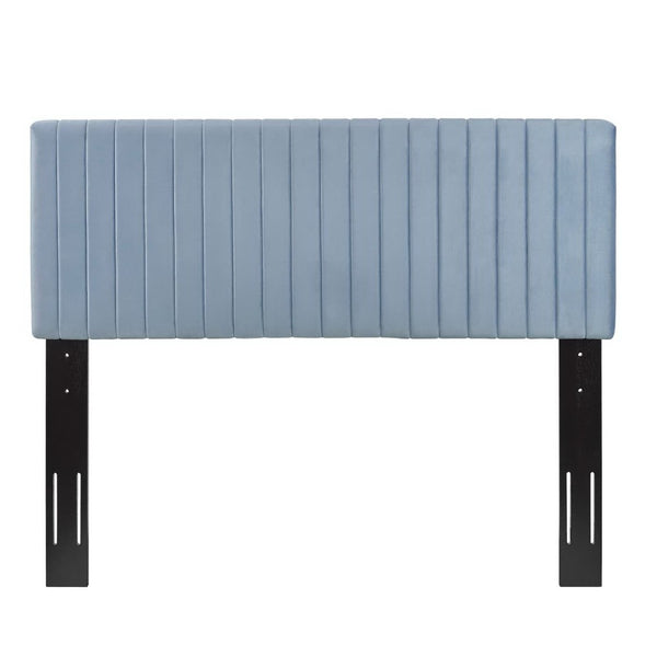 Modway Furniture Keira Performance Velvet Headboard - Channel-Tufted Elegance for Full & Queen Beds, Luxe Comfort Light Blue MOD-6095-LBU