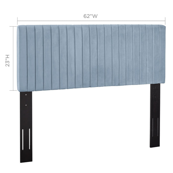 Modway Furniture Keira Performance Velvet Headboard - Channel-Tufted Elegance for Full & Queen Beds, Luxe Comfort Light Blue MOD-6095-LBU