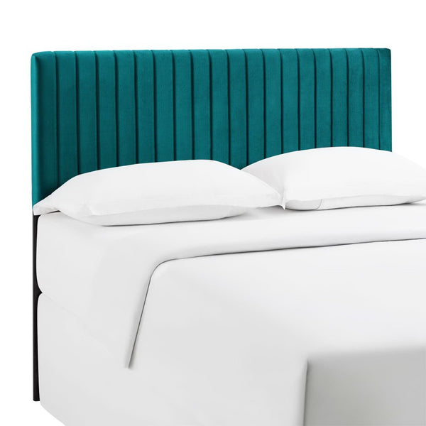 Modway Furniture Keira Performance Velvet Headboard - Channel-Tufted Elegance for Full & Queen Beds, Luxe Comfort Teal MOD-6095-TEA