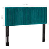 Modway Furniture Keira Full / Queen Performance Velvet Headboard Teal 3.5 x 62 x 43.5 - 55.5