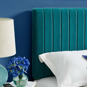 Modway Furniture Keira Performance Velvet Headboard - Channel-Tufted Elegance for Full & Queen Beds, Luxe Comfort Teal MOD-6095-TEA