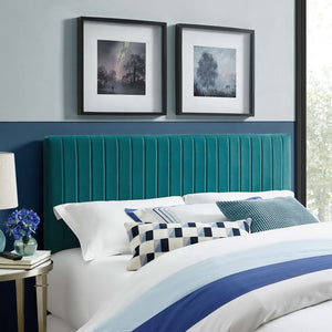Modway Furniture Keira Performance Velvet Headboard - Channel-Tufted Elegance for Full & Queen Beds, Luxe Comfort Teal MOD-6095-TEA