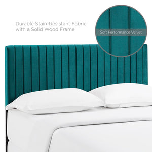 Modway Furniture Keira Performance Velvet Headboard - Channel-Tufted Elegance for Full & Queen Beds, Luxe Comfort Teal MOD-6095-TEA
