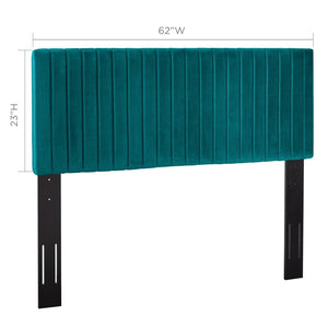 Modway Furniture Keira Performance Velvet Headboard - Channel-Tufted Elegance for Full & Queen Beds, Luxe Comfort Teal MOD-6095-TEA