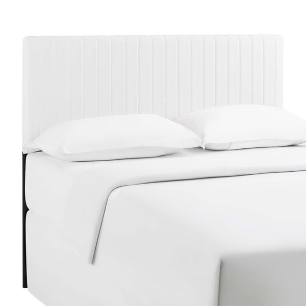 Modway Furniture Keira Faux Leather Headboard - Modern Channel-Tufted Design for Full & Queen Beds - Elegant Comfort MOD-6096-WHI