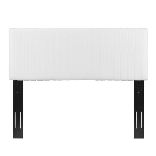 Modway Furniture Keira Faux Leather Headboard - Modern Channel-Tufted Design for Full & Queen Beds - Elegant Comfort MOD-6096-WHI