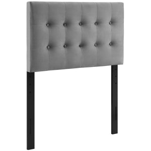 Modway Furniture Emily Biscuit Tufted Performance Velvet Twin Headboard - Luxurious, Stain-Resistant, Adjustable Style Gray MOD-6114-GRY