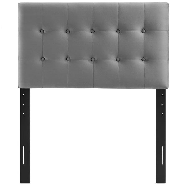 Modway Furniture Emily Biscuit Tufted Performance Velvet Twin Headboard - Luxurious, Stain-Resistant, Adjustable Style Gray MOD-6114-GRY
