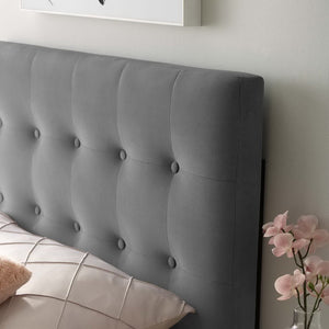 Modway Furniture Emily Biscuit Tufted Performance Velvet Twin Headboard - Luxurious, Stain-Resistant, Adjustable Style Gray MOD-6114-GRY