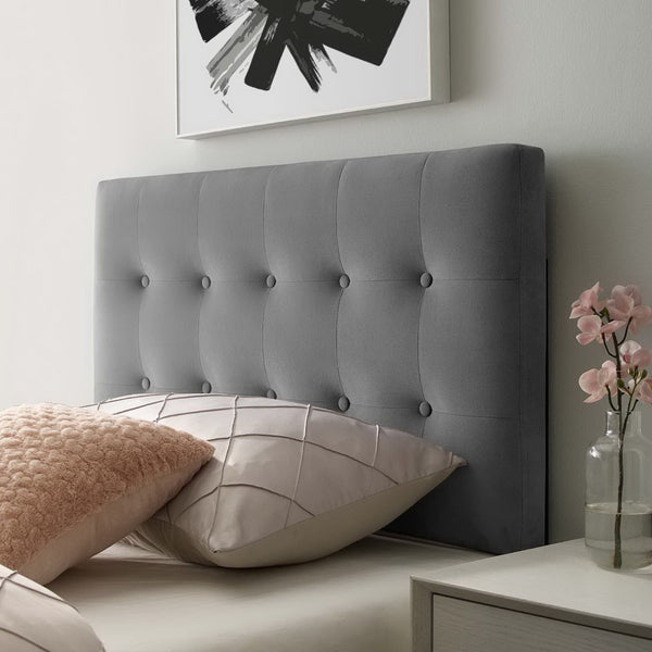 Modway Furniture Emily Biscuit Tufted Performance Velvet Twin Headboard - Luxurious, Stain-Resistant, Adjustable Style Gray MOD-6114-GRY