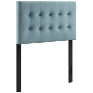 Modway Furniture Emily Biscuit Tufted Performance Velvet Twin Headboard - Luxurious, Stain-Resistant, Adjustable Style Light Blue MOD-6114-LBU
