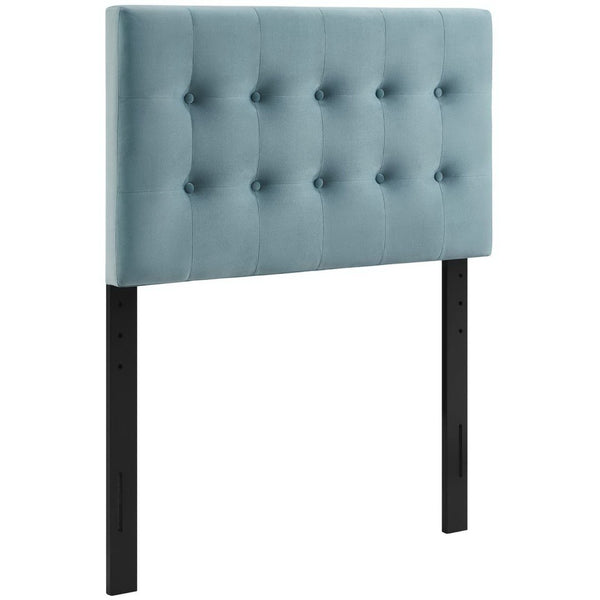 Modway Furniture Emily Biscuit Tufted Performance Velvet Twin Headboard - Luxurious, Stain-Resistant, Adjustable Style Light Blue MOD-6114-LBU