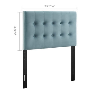 Modway Furniture Emily Biscuit Tufted Performance Velvet Twin Headboard - Luxurious, Stain-Resistant, Adjustable Style Light Blue MOD-6114-LBU