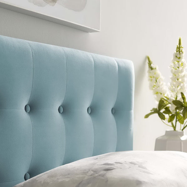Modway Furniture Emily Biscuit Tufted Performance Velvet Twin Headboard - Luxurious, Stain-Resistant, Adjustable Style Light Blue MOD-6114-LBU