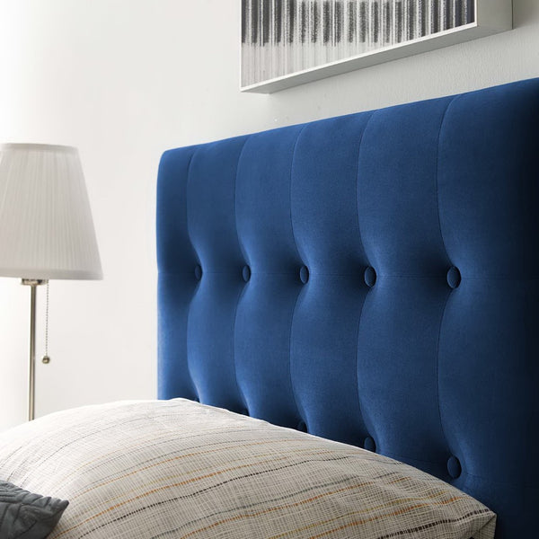 Modway Furniture Emily Biscuit Tufted Performance Velvet Twin Headboard - Luxurious, Stain-Resistant, Adjustable Style Navy MOD-6114-NAV