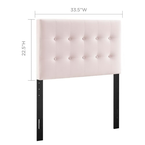 Modway Furniture Emily Biscuit Tufted Performance Velvet Twin Headboard - Luxurious, Stain-Resistant, Adjustable Style Pink MOD-6114-PNK