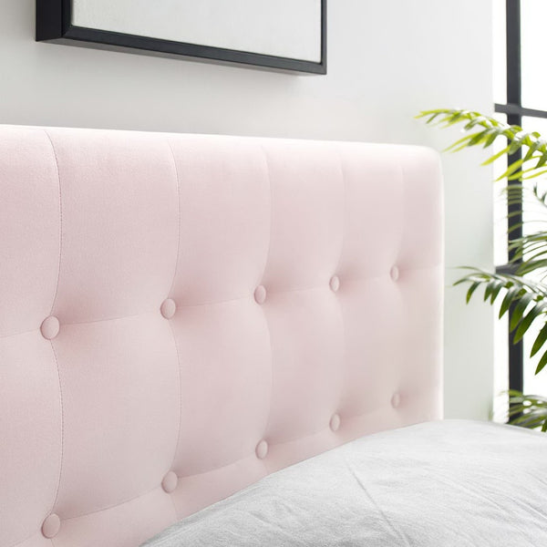 Modway Furniture Emily Biscuit Tufted Performance Velvet Twin Headboard - Luxurious, Stain-Resistant, Adjustable Style Pink MOD-6114-PNK