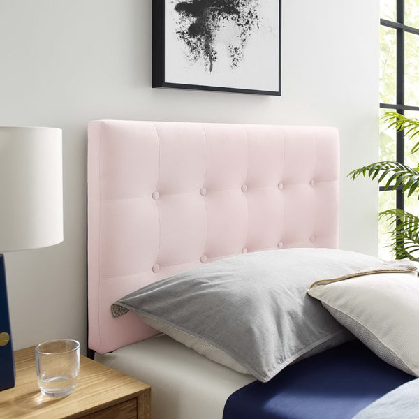 Modway Furniture Emily Biscuit Tufted Performance Velvet Twin Headboard - Luxurious, Stain-Resistant, Adjustable Style Pink MOD-6114-PNK