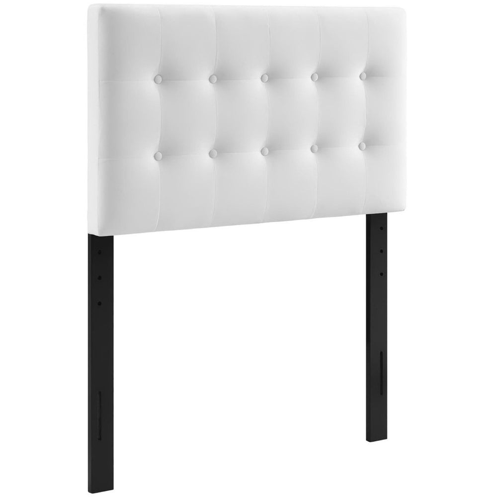 Modway Furniture Emily Biscuit Tufted Performance Velvet Twin Headboard - Luxurious, Stain-Resistant, Adjustable Style White MOD-6114-WHI