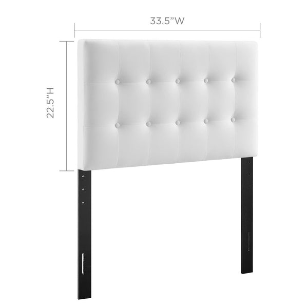 Modway Furniture Emily Biscuit Tufted Performance Velvet Twin Headboard - Luxurious, Stain-Resistant, Adjustable Style White MOD-6114-WHI