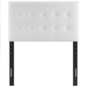 Modway Furniture Emily Biscuit Tufted Performance Velvet Twin Headboard - Luxurious, Stain-Resistant, Adjustable Style White MOD-6114-WHI
